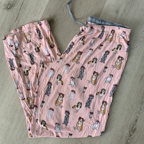 P.J. Salvage pajama pants dogs lovers print size large‎ pink gray comfy soft - Picture 1 of 9